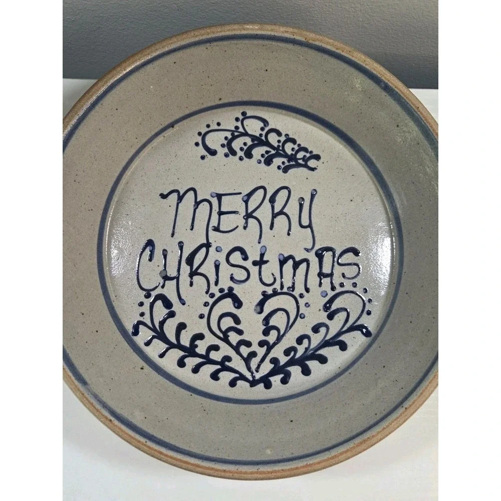 Beaumont Brothers 1990 Pottery Salt Glazed MERRY CHRISTMAS Stoneware Pie Dish